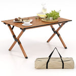  - Folding Lightweight Aluminum Camping Table with Wood Grain - Outdoor Style Company