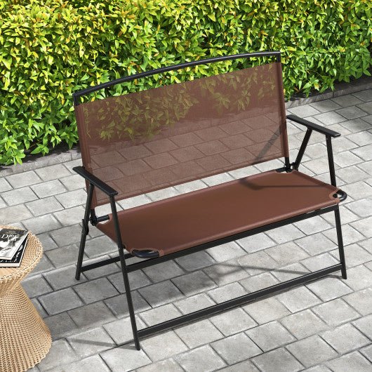  - Folding Outdoor Garden Bench 2 - Person Patio Bench with Backrest and Armrests - Outdoor Style Company