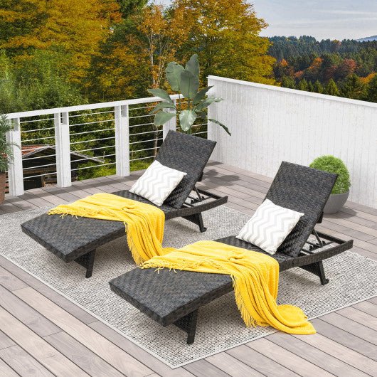  - Folding Padded Rattan Patio Chaise Lounge with Adjustable Backrest and Quick Dry Foam All Weather - Outdoor Style Company
