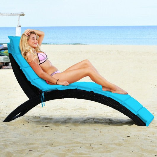  - Folding Patio Rattan Portable Lounge Chair Chaise with Cushion - Outdoor Style Company