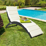  - Folding Patio Rattan Portable Lounge Chair Chaise with Cushion - Outdoor Style Company