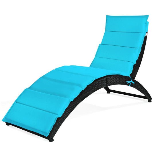  - Folding Patio Rattan Portable Lounge Chair Chaise with Cushion - Outdoor Style Company