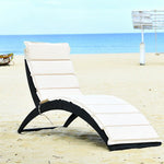  - Folding Patio Rattan Portable Lounge Chair Chaise with Cushion - Outdoor Style Company