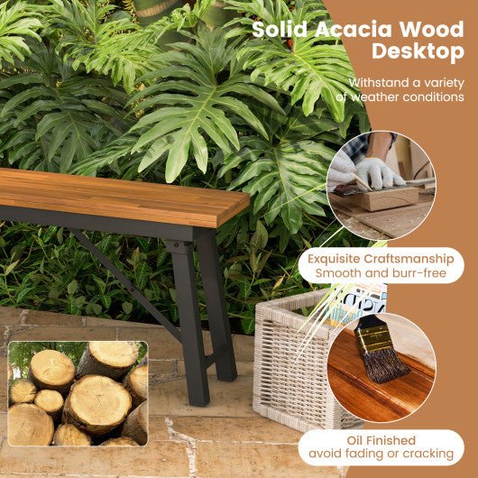  - Folding Picnic Bench Set Rectangular Acacia Wood Dining Camping BBQ Benches - Outdoor Style Company