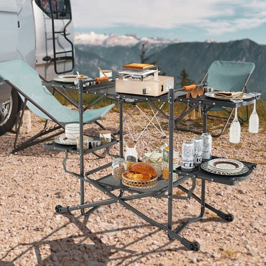  - Folding Portable Outdoor Cook Station with Heat - Resistant Aluminum Tabletop - Outdoor Style Company