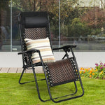  - Folding Rattan Zero Gravity Lounge Chair with Removable Head Pillow - Outdoor Style Company