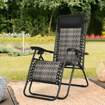  - Folding Rattan Zero Gravity Lounge Chair with Removable Head Pillow - Outdoor Style Company