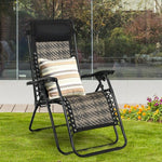  - Folding Rattan Zero Gravity Lounge Chair with Removable Head Pillow - Outdoor Style Company