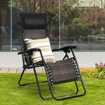  - Folding Rattan Zero Gravity Lounge Chair with Removable Head Pillow - Outdoor Style Company