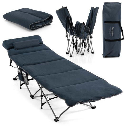  - Folding Retractable Travel Camping Cot with Mattress and Carry Bag - Outdoor Style Company