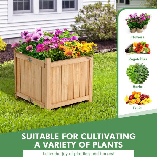  - Folding Square Fir Wood Raised Garden Bed with Removable Bottom - Outdoor Style Company