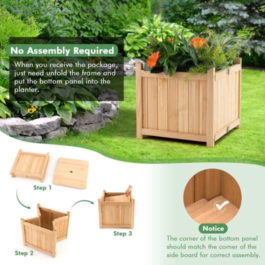  - Folding Square Fir Wood Raised Garden Bed with Removable Bottom - Outdoor Style Company