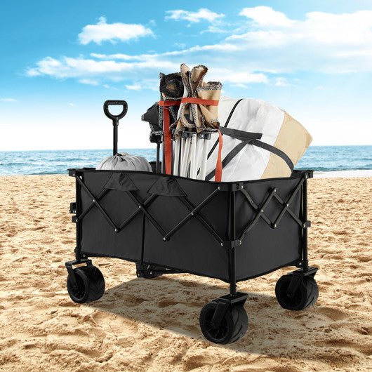  - Folding Utility Garden Cart with Wide Wheels and Adjustable Handle - Outdoor Style Company