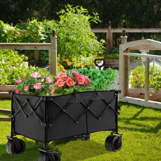  - Folding Utility Garden Cart with Wide Wheels and Adjustable Handle - Outdoor Style Company