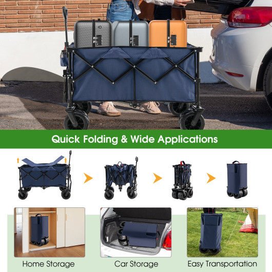  - Folding Utility Garden Cart with Wide Wheels and Adjustable Handle - Outdoor Style Company