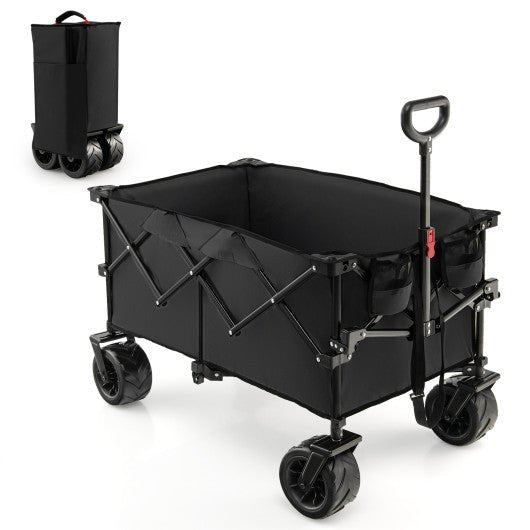  - Folding Utility Garden Cart with Wide Wheels and Adjustable Handle - Outdoor Style Company