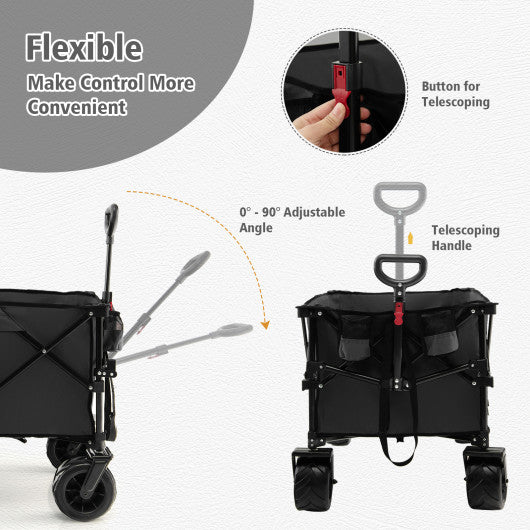  - Folding Utility Garden Cart with Wide Wheels and Adjustable Handle - Outdoor Style Company