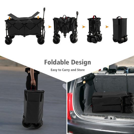  - Folding Utility Garden Cart with Wide Wheels and Adjustable Handle - Outdoor Style Company