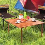  - Folding Wooden Camping Roll Up Table with Carrying Bag for Picnics and Beach - Outdoor Style Company