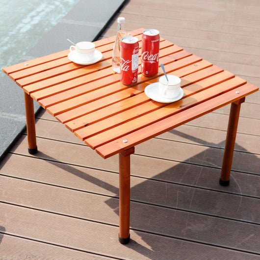  - Folding Wooden Camping Roll Up Table with Carrying Bag for Picnics and Beach - Outdoor Style Company