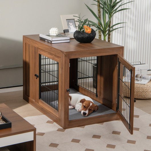  - Furniture Dog Crate with Cushion and Double Doors - Outdoor Style Company