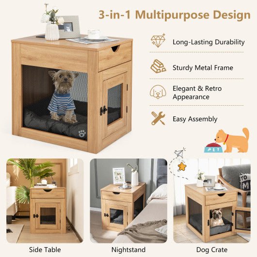  - Furniture Style Dog Kennel with Drawer and Removable Dog Bed - Outdoor Style Company