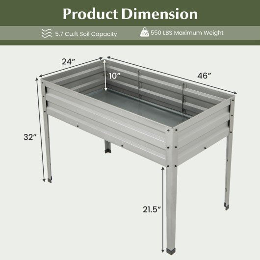  - Galvanized Raised Garden Bed Elevated Planter Box with Legs and Drainage Hole - Outdoor Style Company