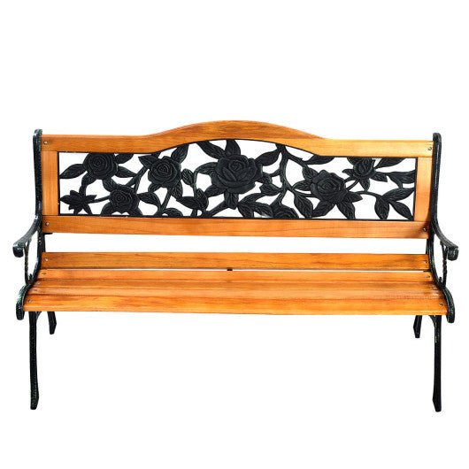  - Garden Bench Chair Outdoor Wooden Loveseat with Iron Armrest - Outdoor Style Company