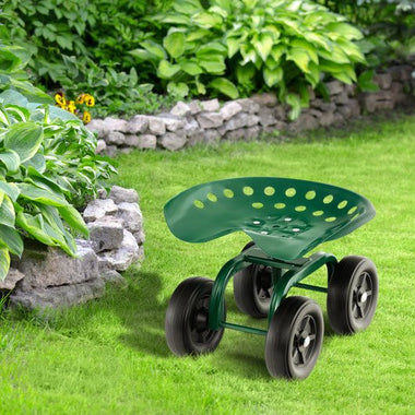  - Garden Rolling Workseat with 360°Swivel Seat and Adjustable Height - Outdoor Style Company