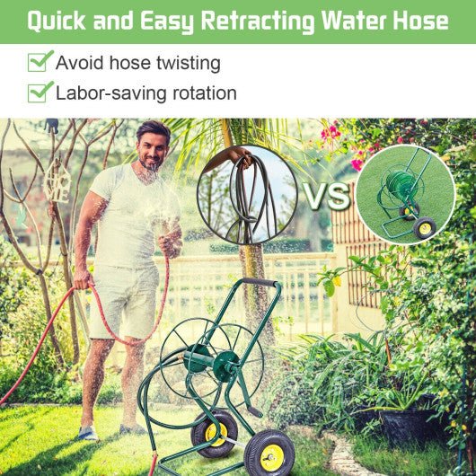 - Garden Steel Frame Wheeled Hose Reel Cart - Outdoor Style Company