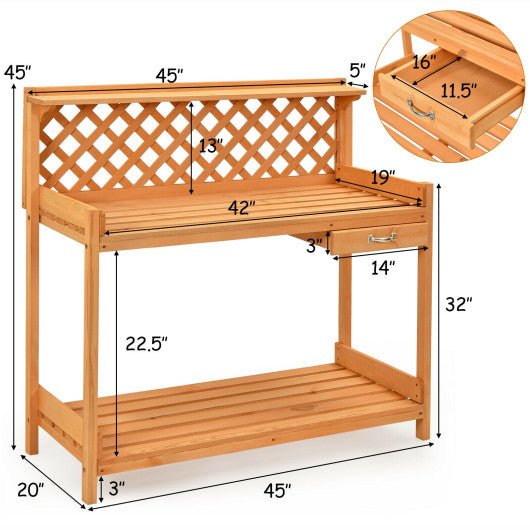  - Garden Wood Work Potting Bench Station with Hook - Outdoor Style Company