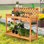  - Garden Wood Work Potting Bench Station with Hook - Outdoor Style Company