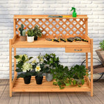  - Garden Wood Work Potting Bench Station with Hook - Outdoor Style Company