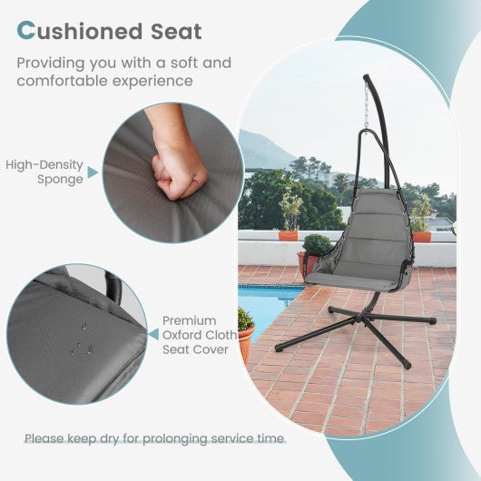  - Hanging Chair with Stand and Extra Large Padded Seat - Outdoor Style Company