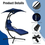  - Hanging Curved Steel Swing Chaise Lounger with Removable Canopy - Outdoor Style Company