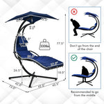  - Hanging Curved Steel Swing Chaise Lounger with Removable Canopy - Outdoor Style Company