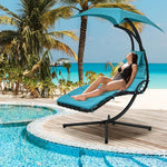  - Hanging Curved Steel Swing Chaise Lounger with Removable Canopy - Outdoor Style Company