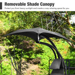  - Hanging Curved Steel Swing Chaise Lounger with Removable Canopy - Outdoor Style Company
