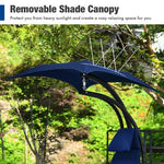  - Hanging Curved Steel Swing Chaise Lounger with Removable Canopy - Outdoor Style Company