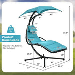  - Hanging Curved Steel Swing Chaise Lounger with Removable Canopy - Outdoor Style Company