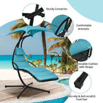  - Hanging Curved Steel Swing Chaise Lounger with Removable Canopy - Outdoor Style Company