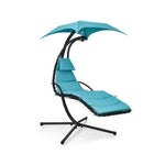  - Hanging Curved Steel Swing Chaise Lounger with Removable Canopy - Outdoor Style Company