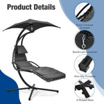  - Hanging Curved Steel Swing Chaise Lounger with Removable Canopy - Outdoor Style Company