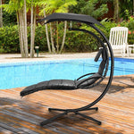  - Hanging Curved Steel Swing Chaise Lounger with Removable Canopy - Outdoor Style Company