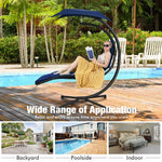  - Hanging Curved Steel Swing Chaise Lounger with Removable Canopy - Outdoor Style Company