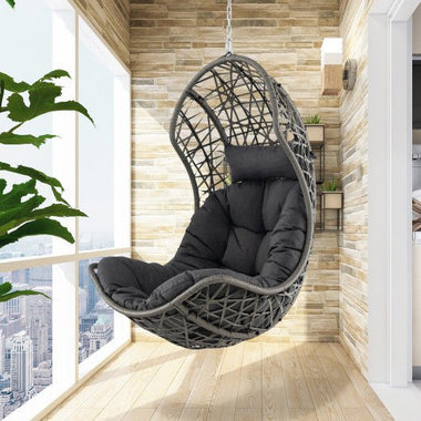  - Hanging Egg Chair PE Rattan Swing Hammock Chair with Soft Pillow and Cushion - Outdoor Style Company