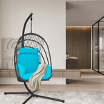  - Hanging Folding Egg Chair with Stand Soft Cushion Pillow Swing Hammock - Outdoor Style Company