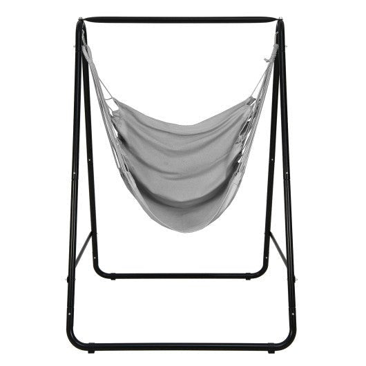  - Hanging Padded Hammock Chair with Stand and Heavy Duty Steel - Outdoor Style Company