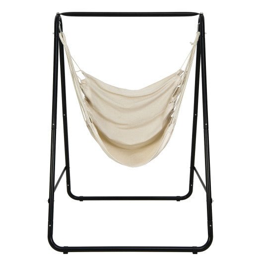  - Hanging Padded Hammock Chair with Stand and Heavy Duty Steel - Outdoor Style Company