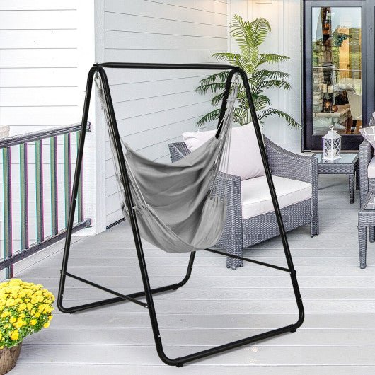  - Hanging Padded Hammock Chair with Stand and Heavy Duty Steel - Outdoor Style Company